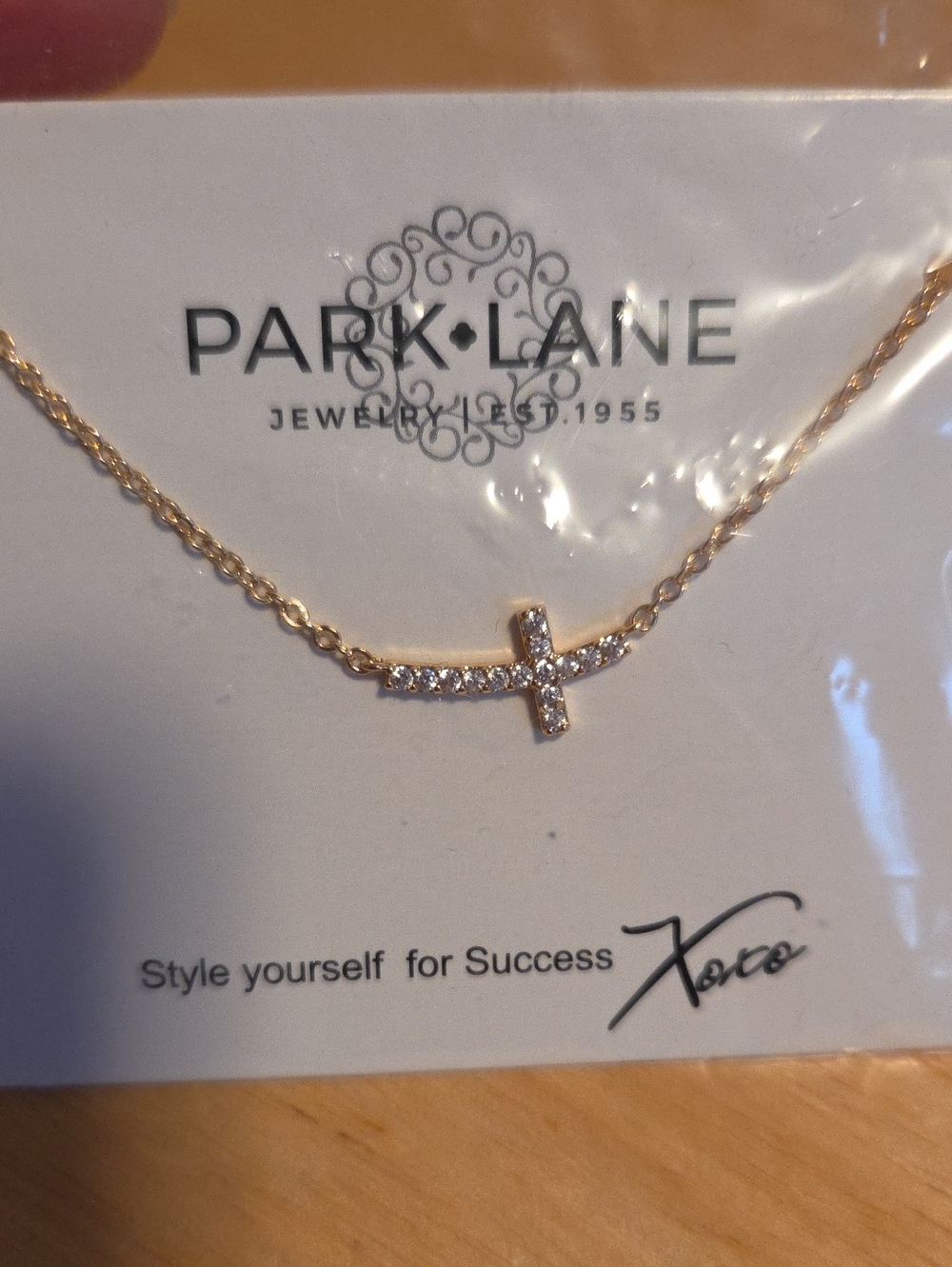 Park Lane Sacred Gold Crystal Sideways Cross Necklace